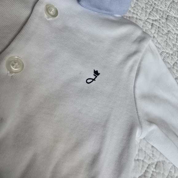 Jacadi Boy 12 Months Collar Cotton Bodysuit - Picture 8 of 9